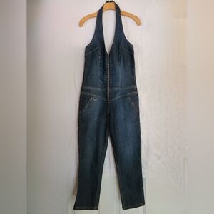 Vintage Armani Exchange denim blue stone washed halter jumpsuit size 6
